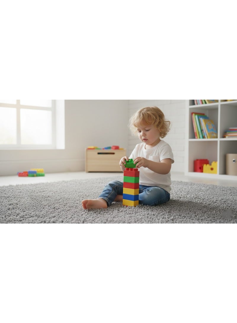 توي لاند مجموعة مكعبات بناء كبيرة مكونة من 9 قطع مع حقيبة حمل - لعبة بناء تعليمية ملونة للأطفال - Image 2